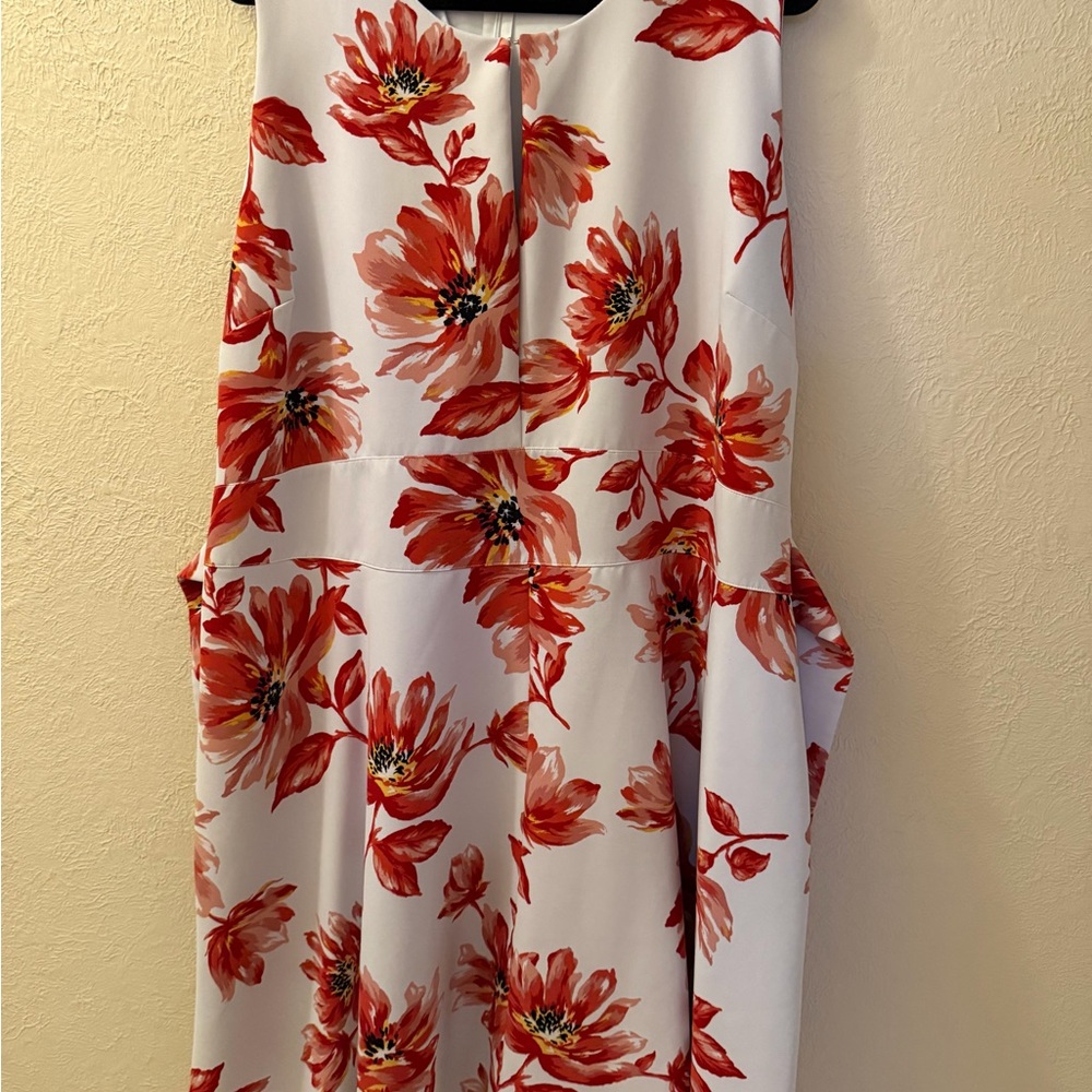 Lane Bryant White and Red Floral Dress